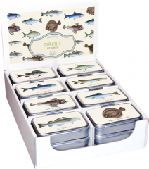 Sköna Ting Original Zitronen Drops in toller Blechdose mit Fischmotiv nach Wahl  1x ca. 60g