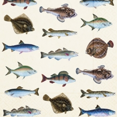 Sköna Ting Servietten 20 Stück 33x33cm mit Fischmotiven