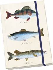 Sköna Ting Notizbuch Fangbuch A5 Fischmotive - Schreibheft für Angler & Fischfreunde